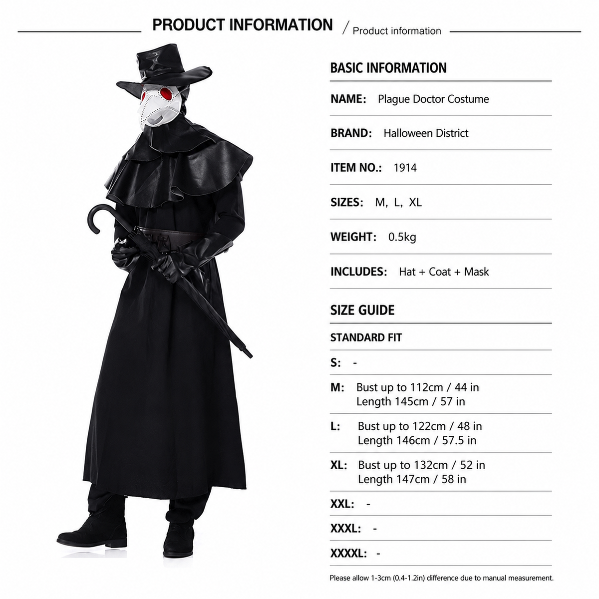 Plague Doctor Costume Set