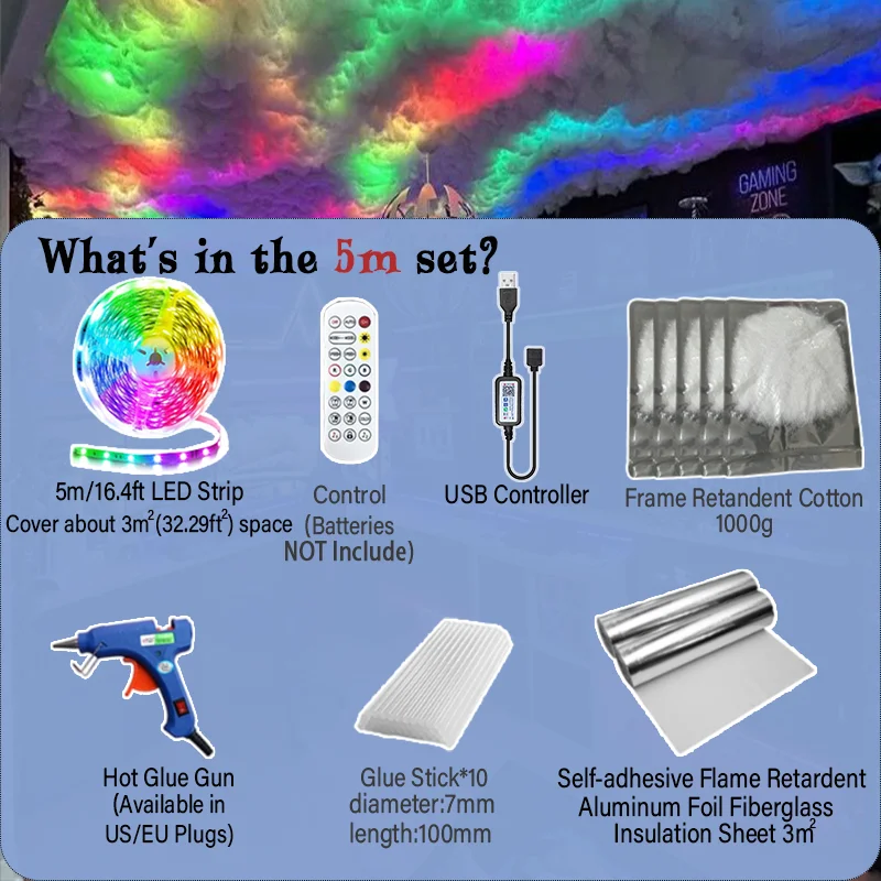 Storm Cloud LED Light Kit – DIY Thundercloud Ceiling & Wall Decor