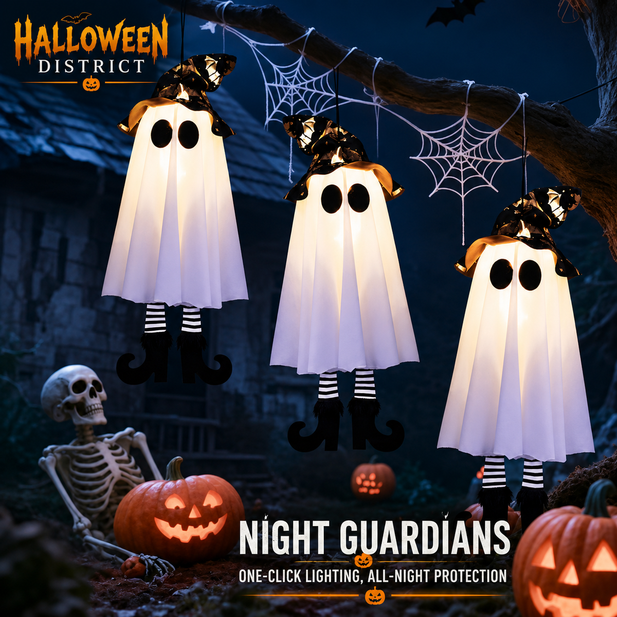 3-Pack Light-Up Hanging Witch Ghosts
