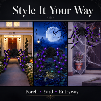 6.5FT Giant Light-Up Halloween Spider – Purple LED