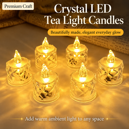 24-Pack Crystal LED Tea Light Candles – Warm White