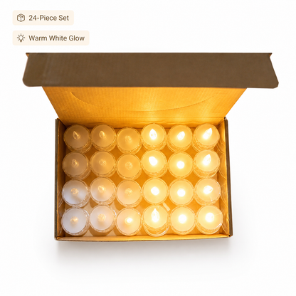 24-Pack Crystal LED Tea Light Candles – Warm White