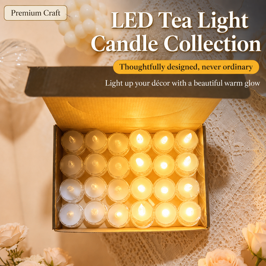 24-Pack Crystal LED Tea Light Candles – Warm White