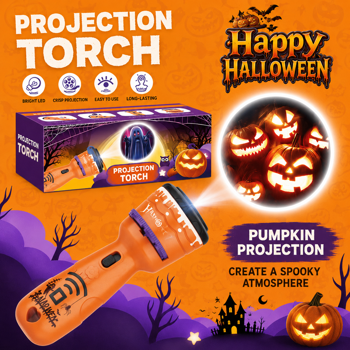 Halloween Projection Flashlight – 48 Spooky Images