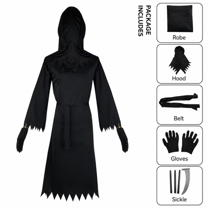 Deluxe Hooded Horror Reaper Costume – Gloves & Sickle Set