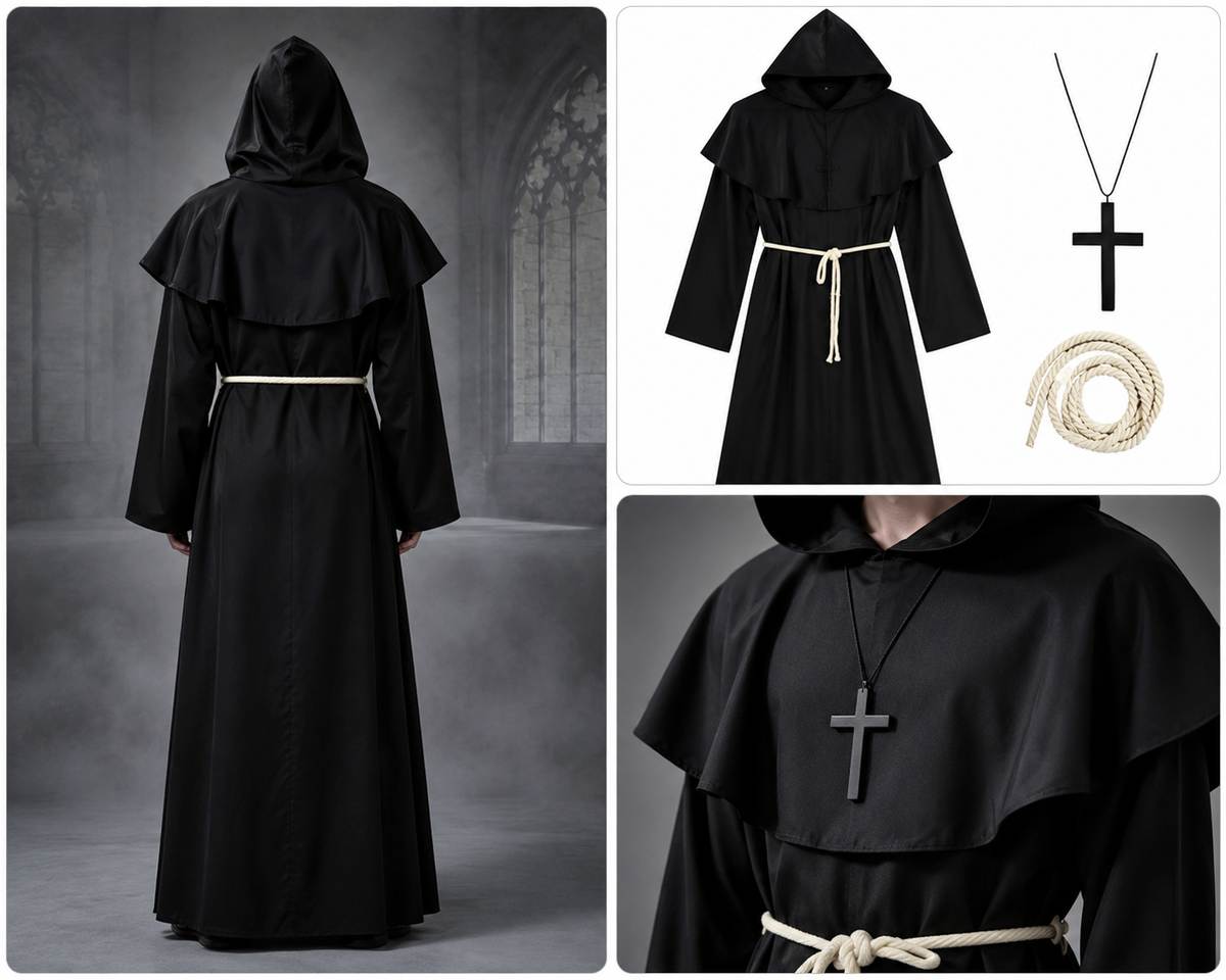 Sinister Monk Halloween Costume – Hooded Robe Set