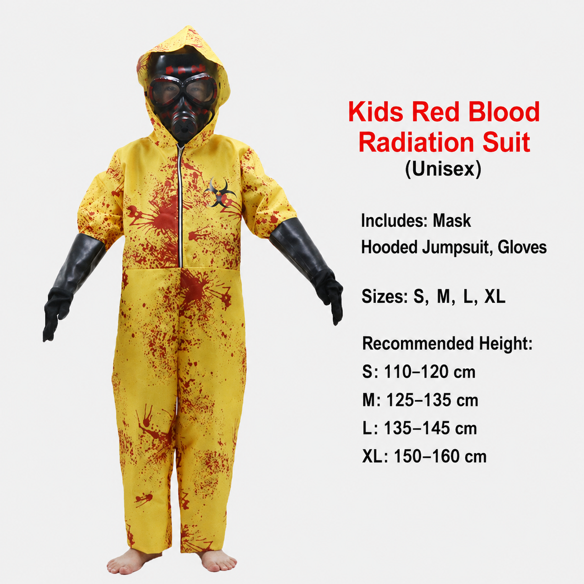 Biohazard Blood Splatter Costume Set – Adult Hooded Jumpsuit, Mask & Gloves
