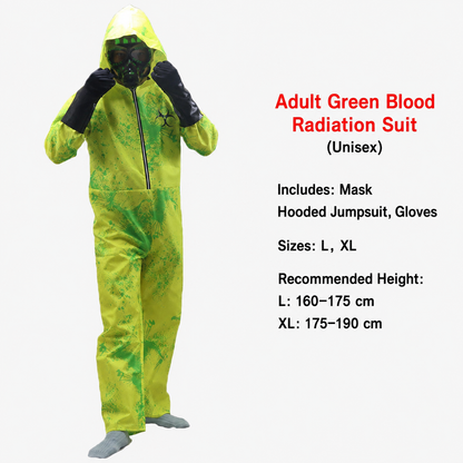 Biohazard Blood Splatter Costume Set – Adult Hooded Jumpsuit, Mask & Gloves