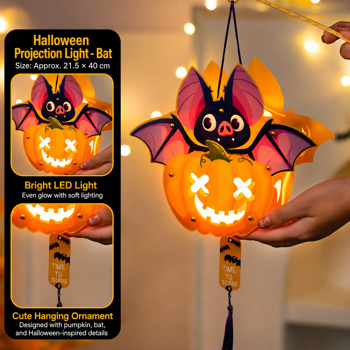 Halloween LED Hanging Lantern – Light-Up Pumpkin & Spooky Designs