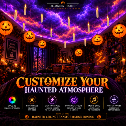 Haunted Ceiling Transformation Bundle – Storm Clouds, Pumpkin Lanterns & Floating Candles
