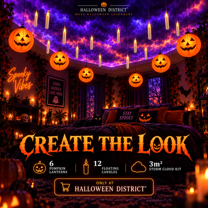 Haunted Ceiling Transformation Bundle – Storm Clouds, Pumpkin Lanterns & Floating Candles