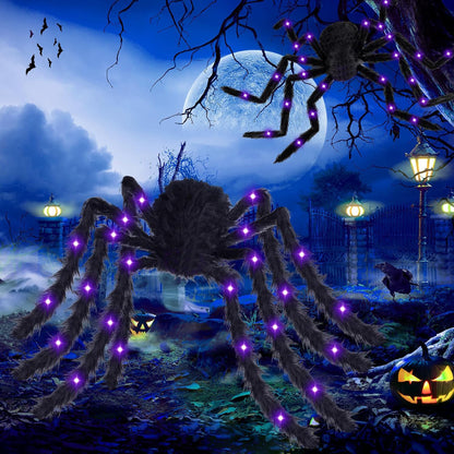 6.5FT Giant Light-Up Halloween Spider – Purple LED