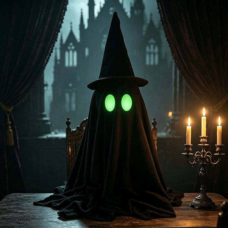 Glowing Ghost Decoration – Halloween LED Spirit with Optional Witch Hat