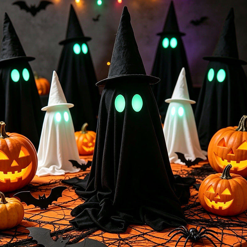 Glowing Ghost Decoration – Halloween LED Spirit with Optional Witch Hat