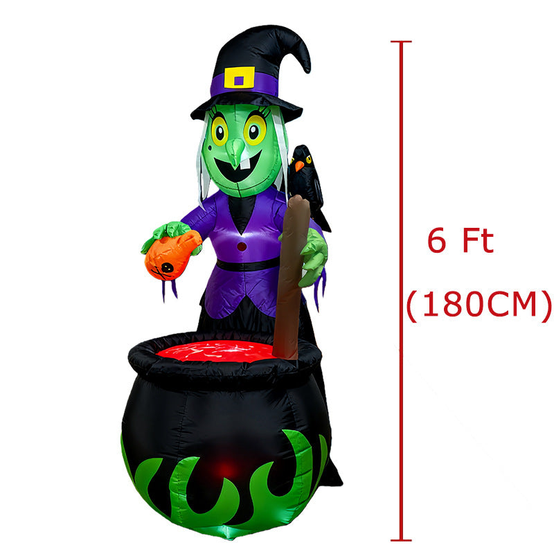 6FT Spooky Witch & Cauldron Light-Up Inflatable