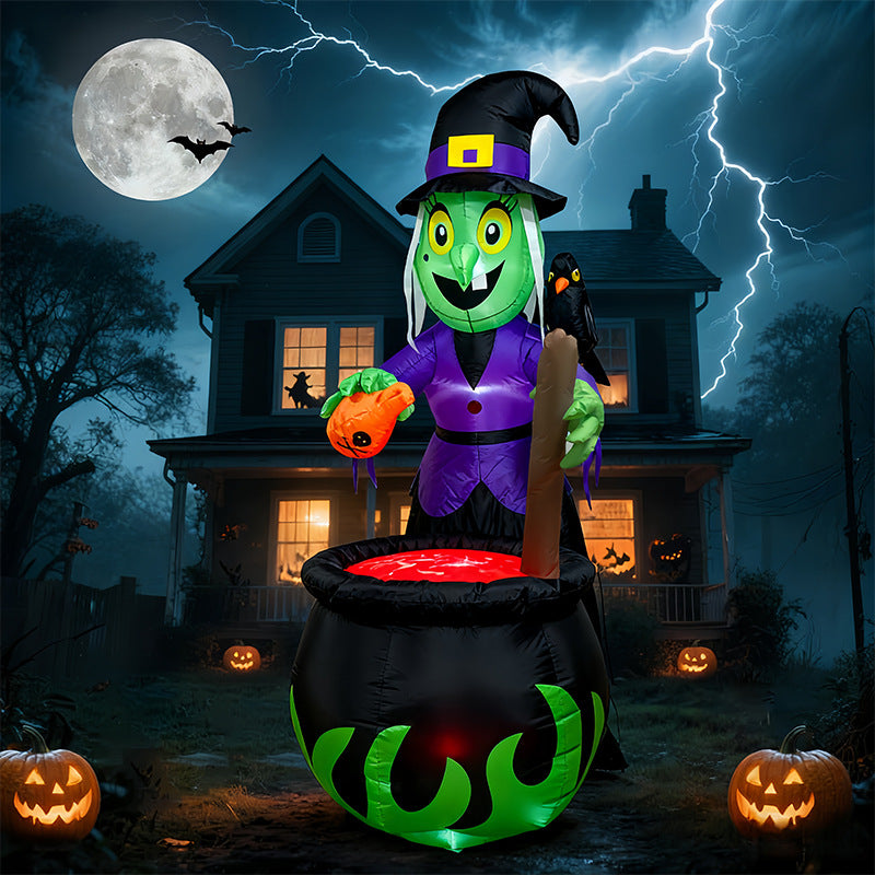 6FT Spooky Witch & Cauldron Light-Up Inflatable