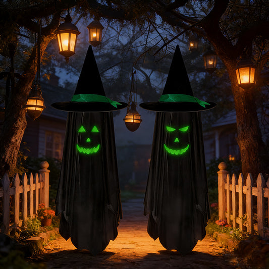 2-Pack 39" Glow-in-the-Dark Hanging Witch Ghosts