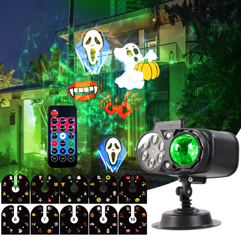 Halloween Outdoor Projector Light – 10 Slides + Remote