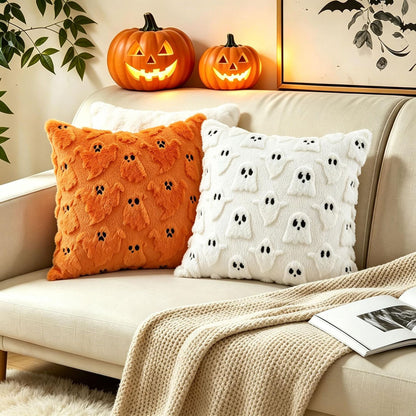 Halloween Tufted Throw Pillow Covers – Ghost & Bat Collection