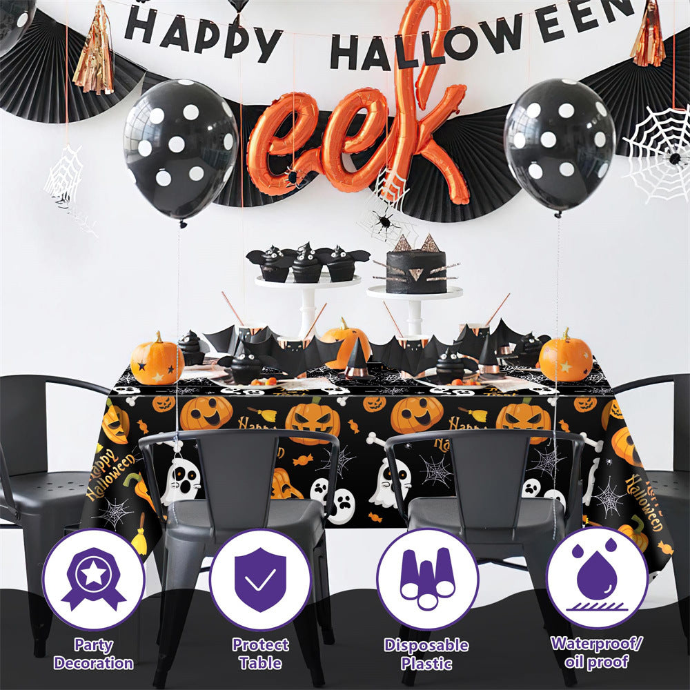 Halloween Tablecloth – Pumpkin & Ghost Party Table Cover