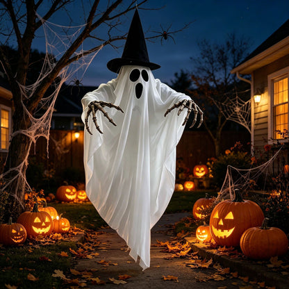 Light-Up Hanging Witch Ghost – 35" Halloween Decor