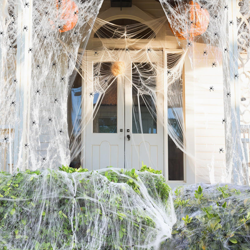 Halloween District™ Giant Spider Web Kit — 200g Web + 60 Spiders