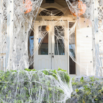 Halloween District™ Giant Spider Web Kit — 200g Web + 60 Spiders