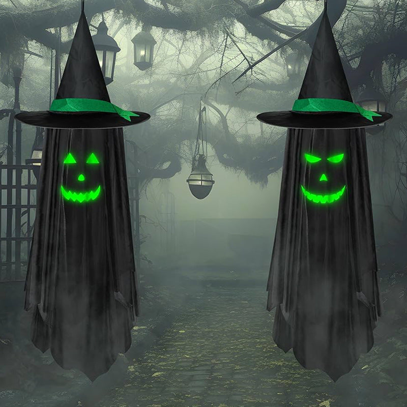 2-Pack 39" Glow-in-the-Dark Hanging Witch Ghosts