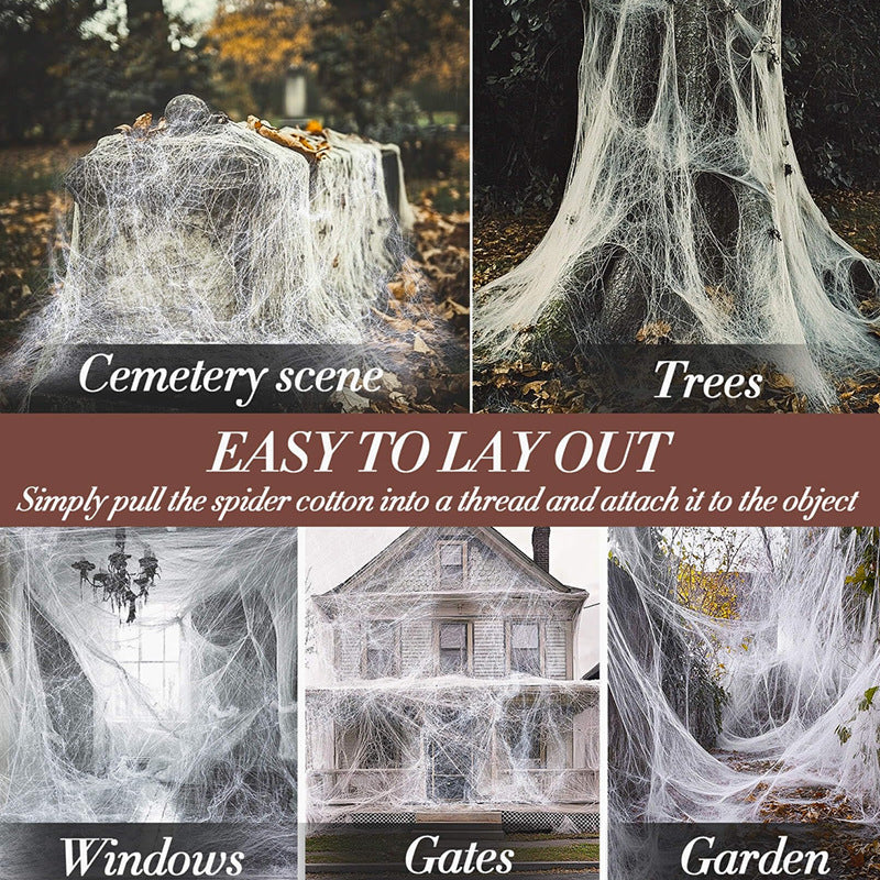 Halloween District™ Giant Spider Web Kit — 200g Web + 60 Spiders