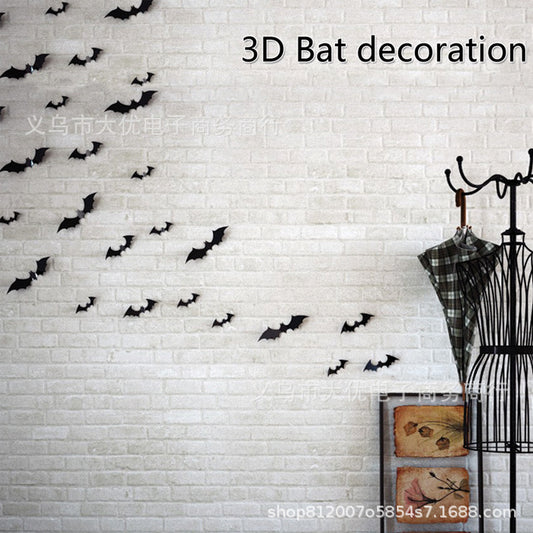 12-Pack 3D Black Halloween Bats – Wall Decor