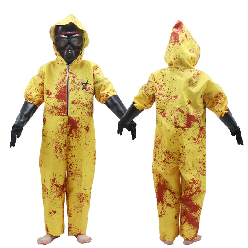 Biohazard Blood Splatter Costume Set – Adult Hooded Jumpsuit, Mask & Gloves