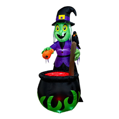 6FT Spooky Witch & Cauldron Light-Up Inflatable