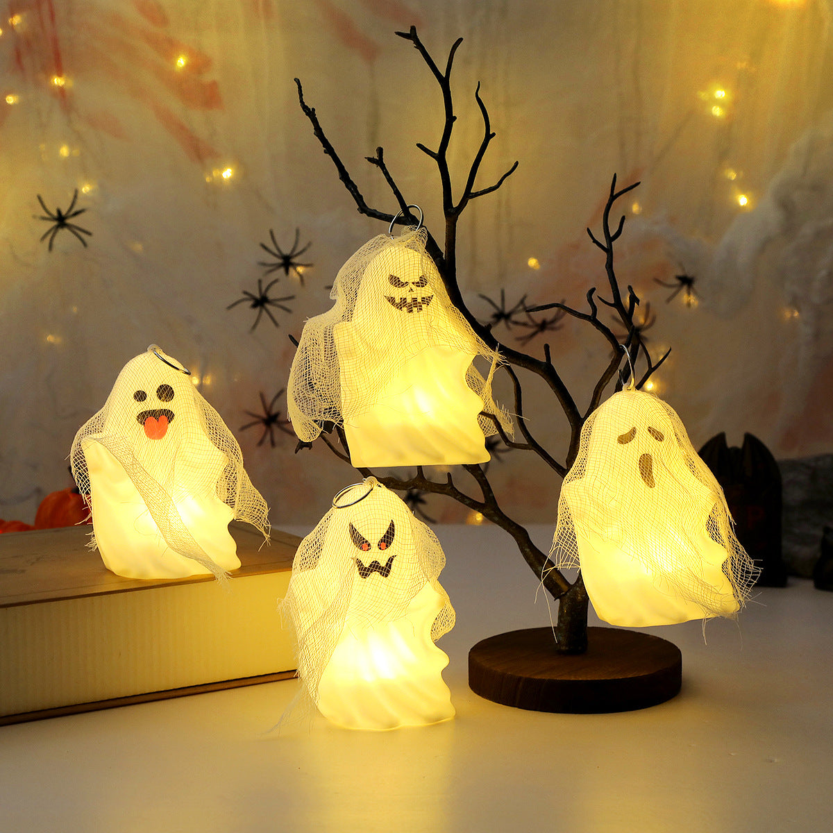 4-Pack Light-Up Mini Ghosts – Halloween Tabletop Decor
