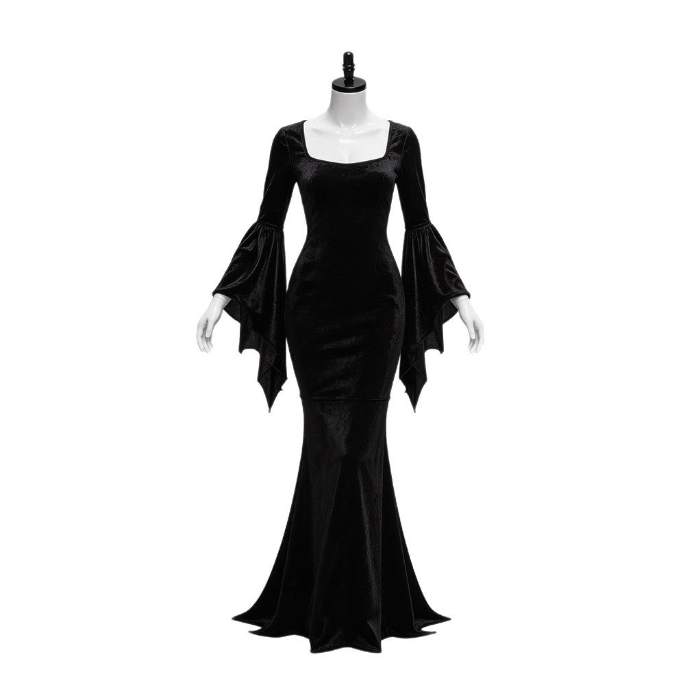 Gothic Midnight Velvet Dress – Women’s Halloween Costume