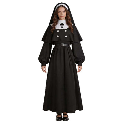 Haunted Sister Gothic Costume Set – Women’s Black Halloween Dress