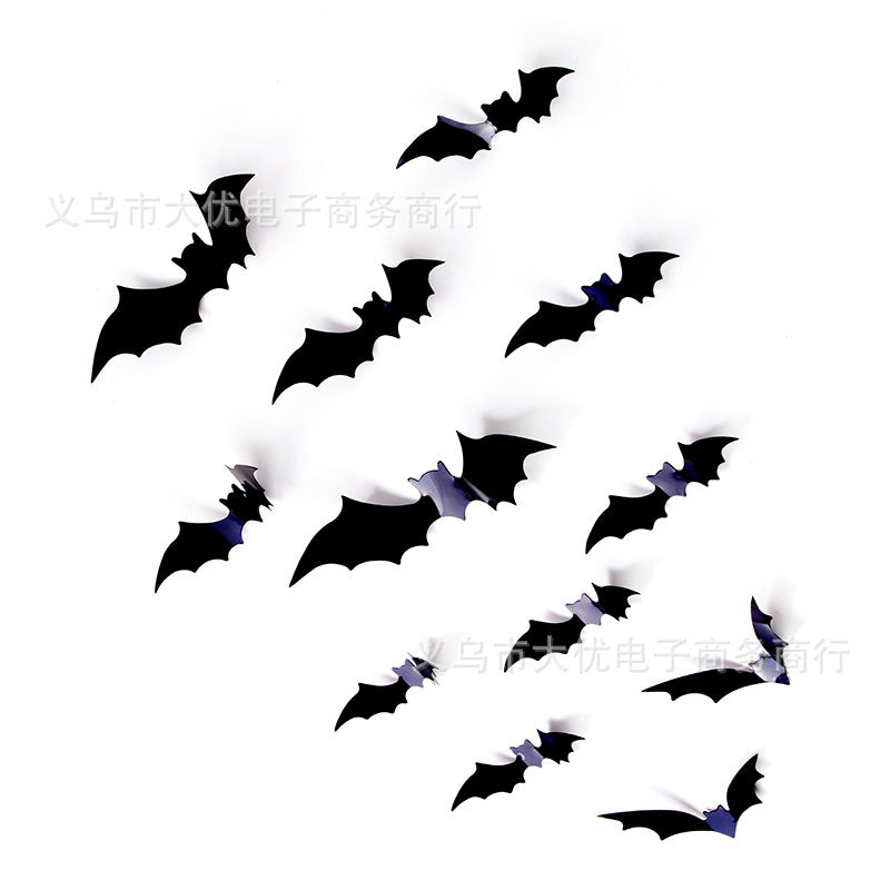 12-Pack 3D Black Halloween Bats – Wall Decor