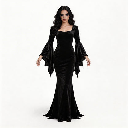 Gothic Midnight Velvet Dress – Women’s Halloween Costume