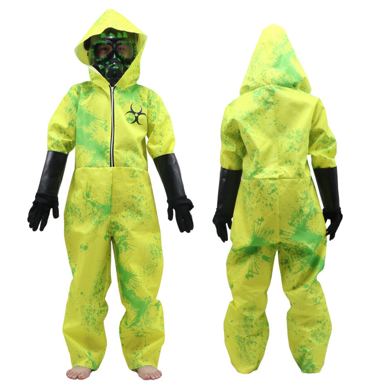Biohazard Blood Splatter Costume Set – Adult Hooded Jumpsuit, Mask & Gloves