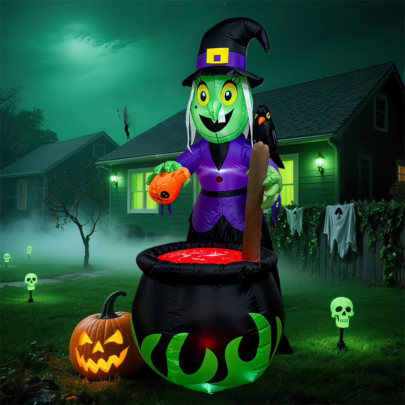 6FT Spooky Witch & Cauldron Light-Up Inflatable