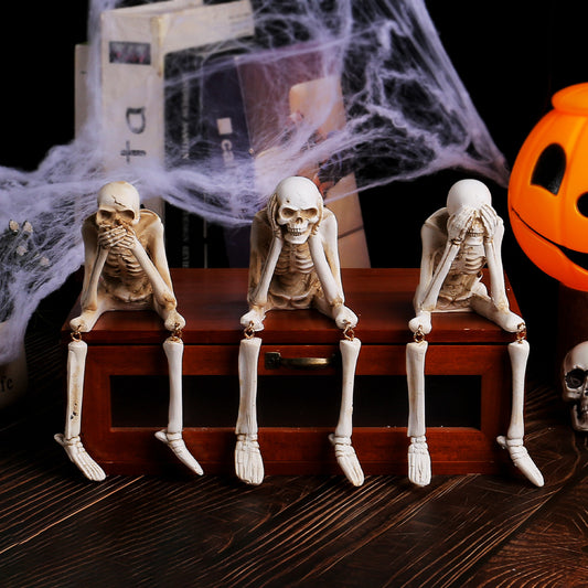 See No Evil Skeleton Trio with Display Box