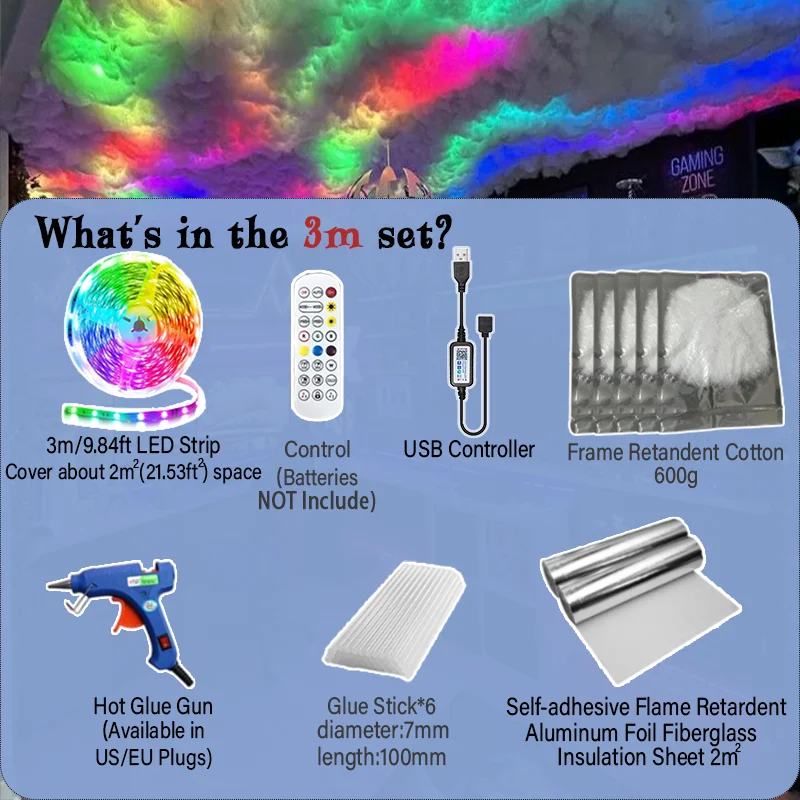 Storm Cloud LED Light Kit – DIY Thundercloud Ceiling & Wall Decor