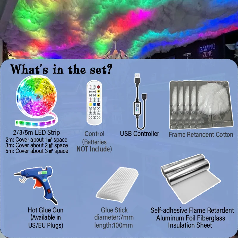 Storm Cloud LED Light Kit – DIY Thundercloud Ceiling & Wall Decor